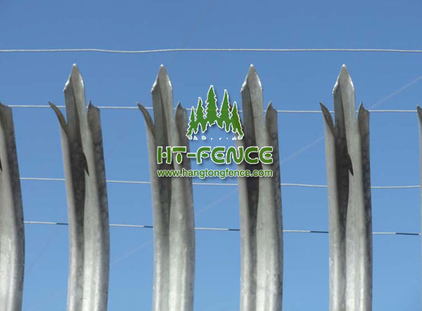 Bent top palisade fence